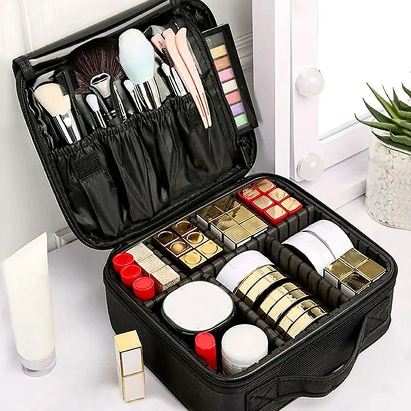 Bolsa de Maquiagem à Prova d'Água para Mulheres, Estojo Profissional de Cosméticos, Organizador Portátil para Pincéis de Beleza