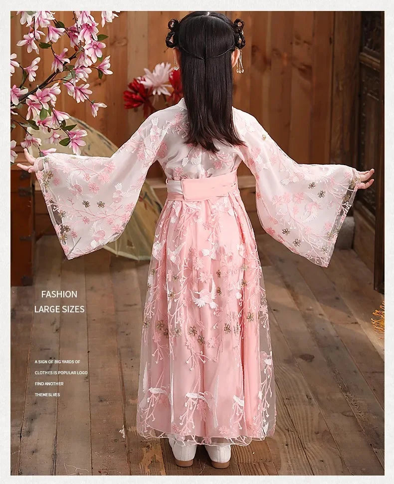Traje de festa de verão vestidos da menina do vintage crianças roupas vestido casual bebê chinês hanfu cosplay crianças princesa meninas vestido