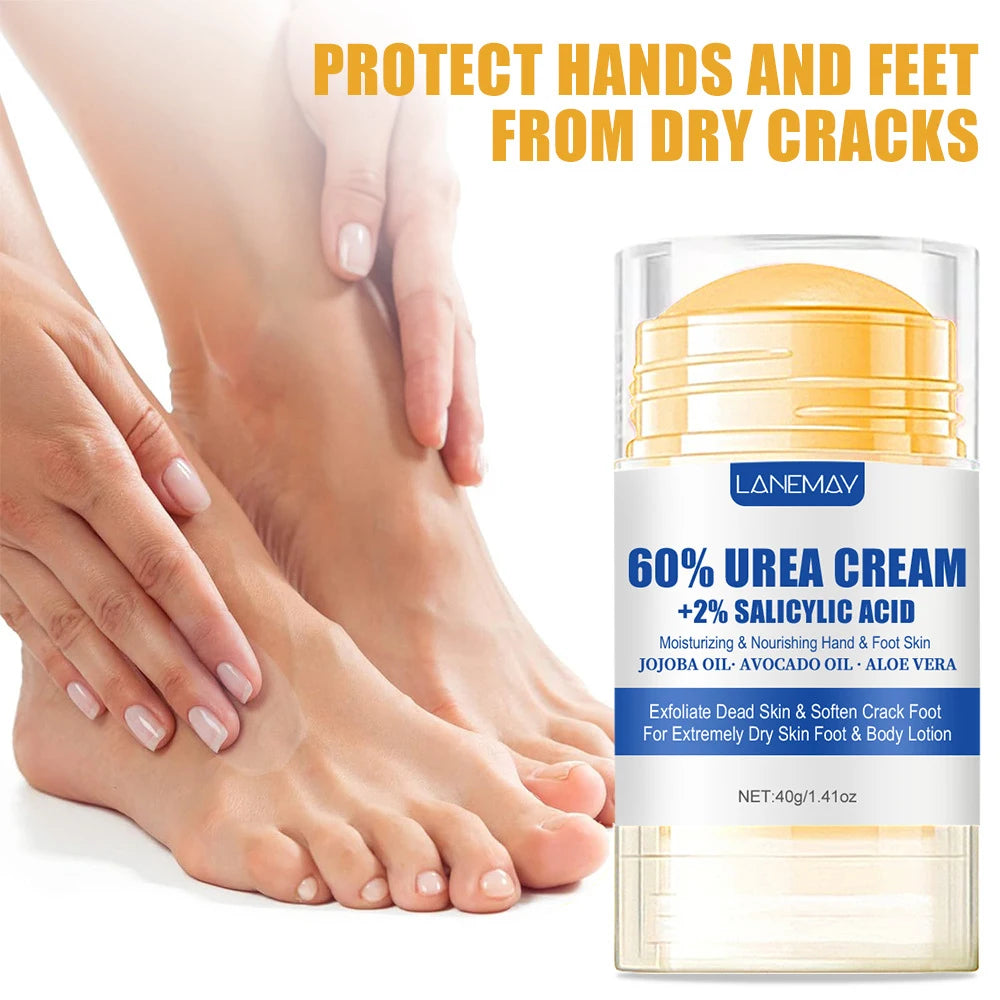 Creme Ultra-Hidratante para Pés com 60% de Ureia, Suaviza Pés Secos e Rachados, Exfoliação Suave, Creme Hidratante para Cuidados com os Pés