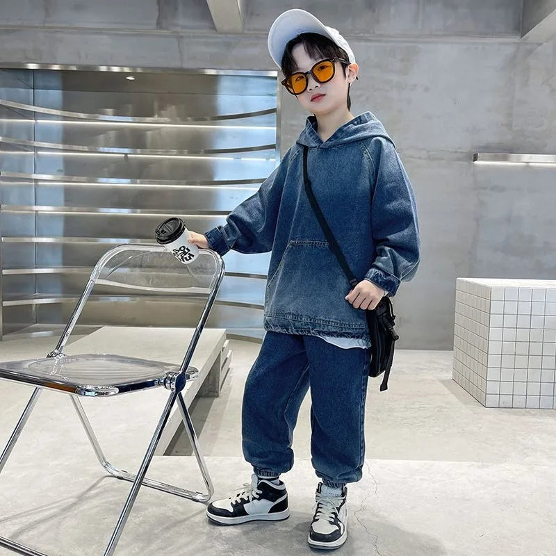 Hoodies conjunto meninos roupas ao ar livre crianças roupas 7 a 12 anos 8 outono inverno terno para menino roupa criança parte superior inferior