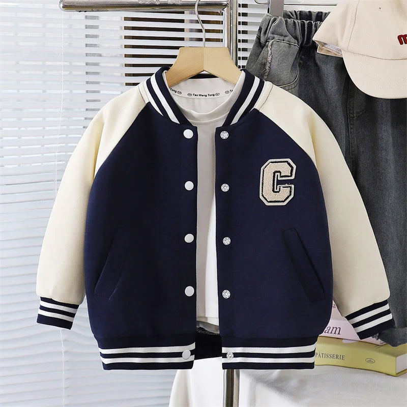 Meninos meninas jaquetas de beisebol crianças carta outono casaco nova primavera moda esportes outerwear crianças casual retalhos roupas 2-10y