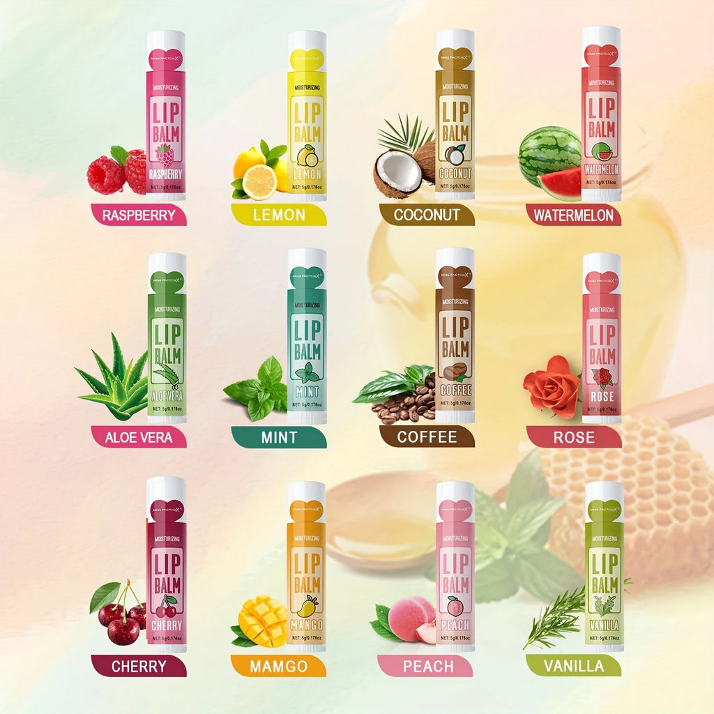 12 PCS/presente conjunto de bálsamo labial 5g Hidratação profunda e esfoliante hidratante de longa duração para criar lábios hidratados