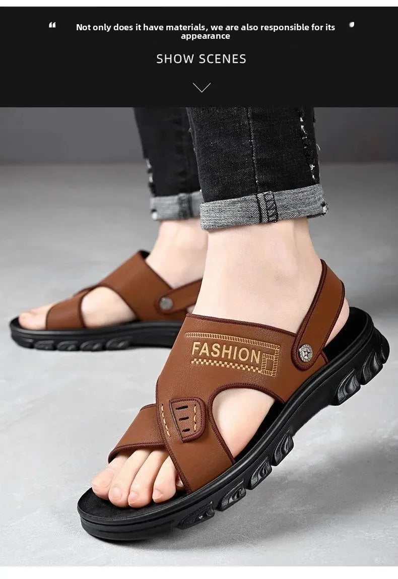 Sandálias de Praia Masculinas de Verão, Reforçadas, Antiderrapantes, Resistentes ao Desgaste, Respiráveis, para Dirigir, Material PVC, Calçados para Adultos