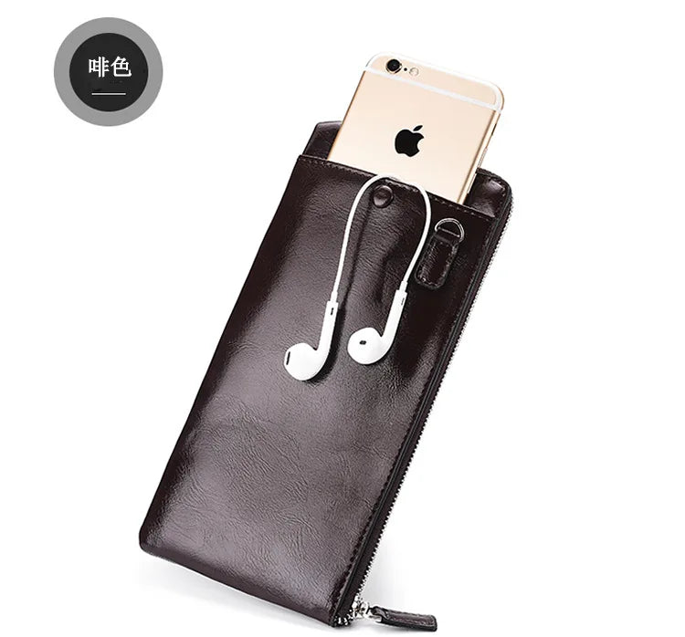 Carteiras clássicas com zíper estilo longo masculino, porta-cartão, grande capacidade, grande para celular, marca de luxo, bolsa masculina, qualidade