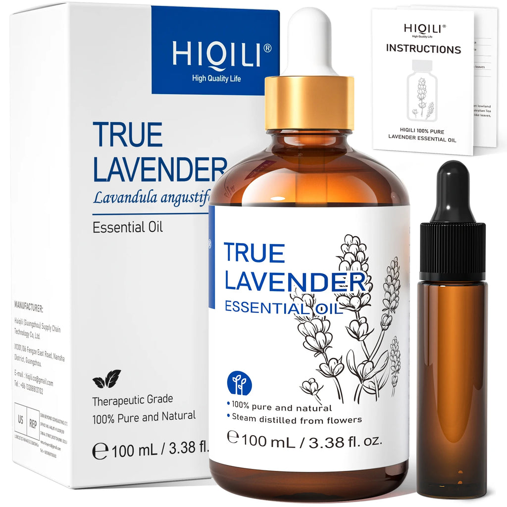 Óleo Essencial HIQILI 100ml com Conta-Gotas, Lavanda, Jasmim, Laranja Doce, Hortelã, Alecrim, Baunilha para Difusor / Umidificador