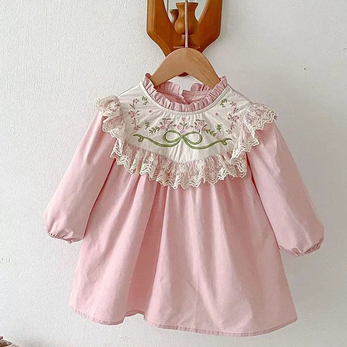 2025 nova primavera irmã vestido crianças roupas crianças vestidos de princesa manga comprida algodão bordado 1-6yrs bebê menina vestido de festa