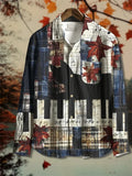 Camisa masculina de linho com estampa de arte 3D casual estilo vintage manga comprida gola de lapela top fashion engraçado estampado bege top