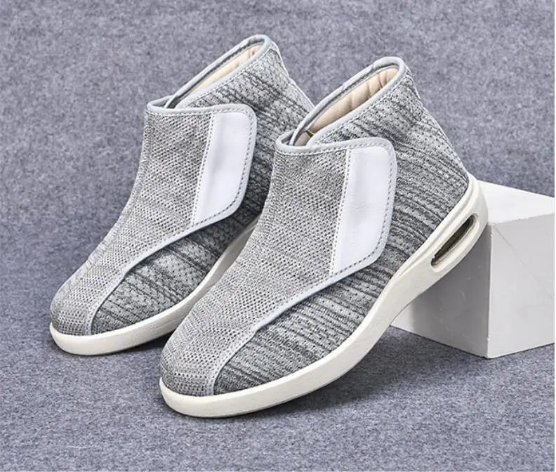 Ortopedia Pés largos Sapatos inchados para homens, calçados casuais, botas de lã quente, Thumb Eversion, conforto suave, recuperação diabética