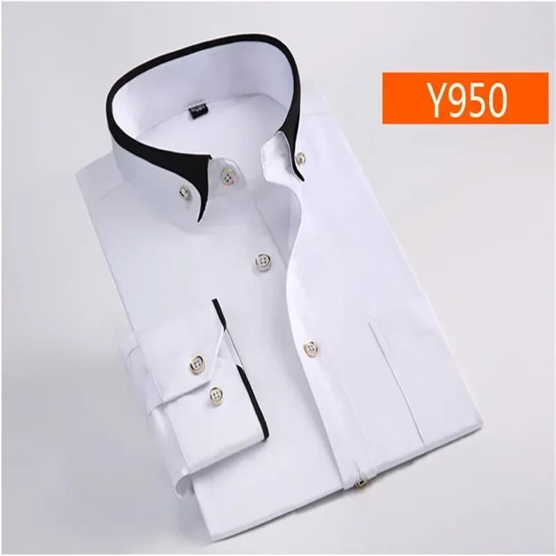 Nova chegada primavera comercial fácil cuidado camisa masculina oversize manga longa moda formal de alta qualidade plus size M-7XL8XL9XL