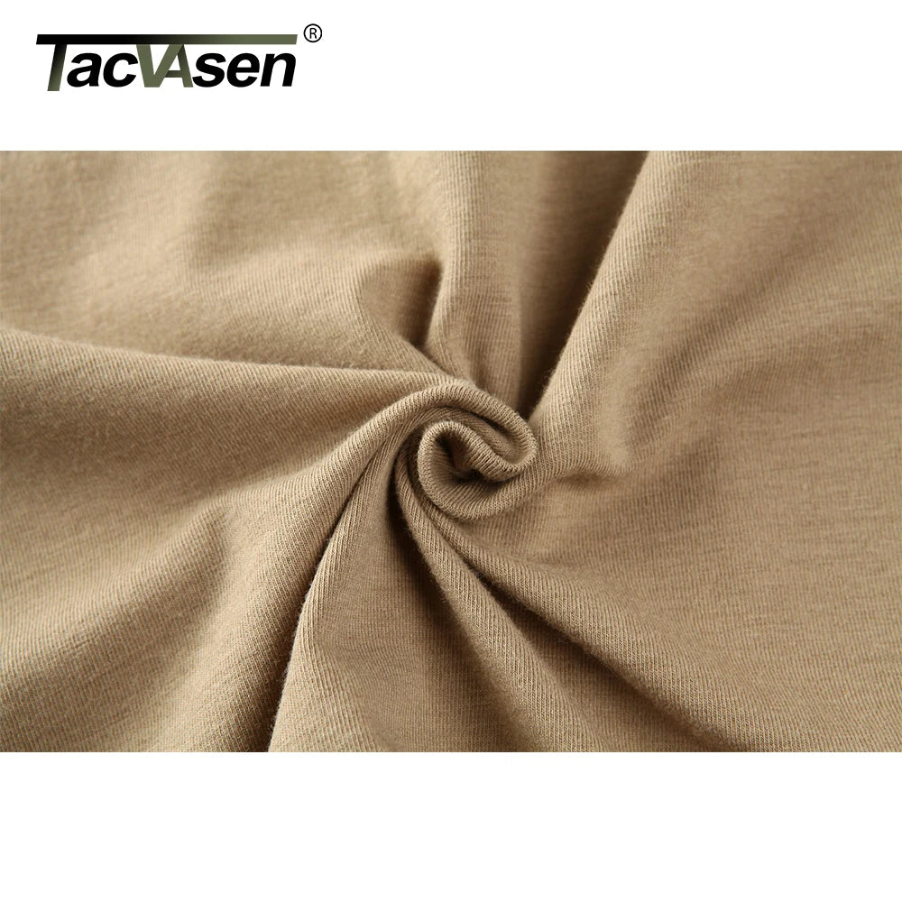 Tacvasen-camiseta de manga curta com bolsos com zíper para homens, roupas de estilo safári, cor sólida, para caminhadas e trabalho, para o verão