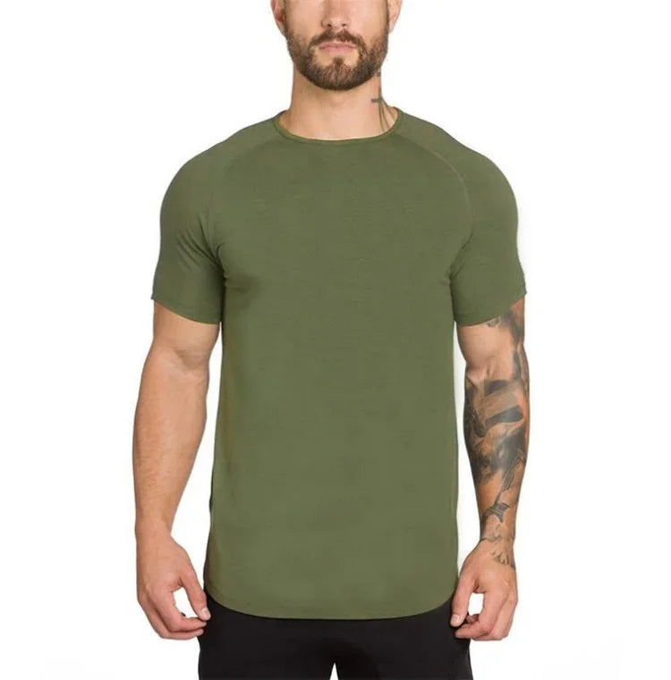 Marca roupas de ginástica fitness t camisa masculina moda estender hip hop verão manga curta camiseta algodão musculação muscular tshirt homem