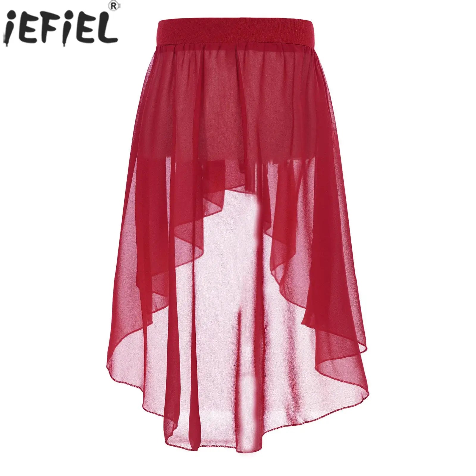 Crianças meninas cintura elástica oi-baixo chiffon saia moderna dança lírica jazz latino cha-cha ballet patinação desempenho roupas