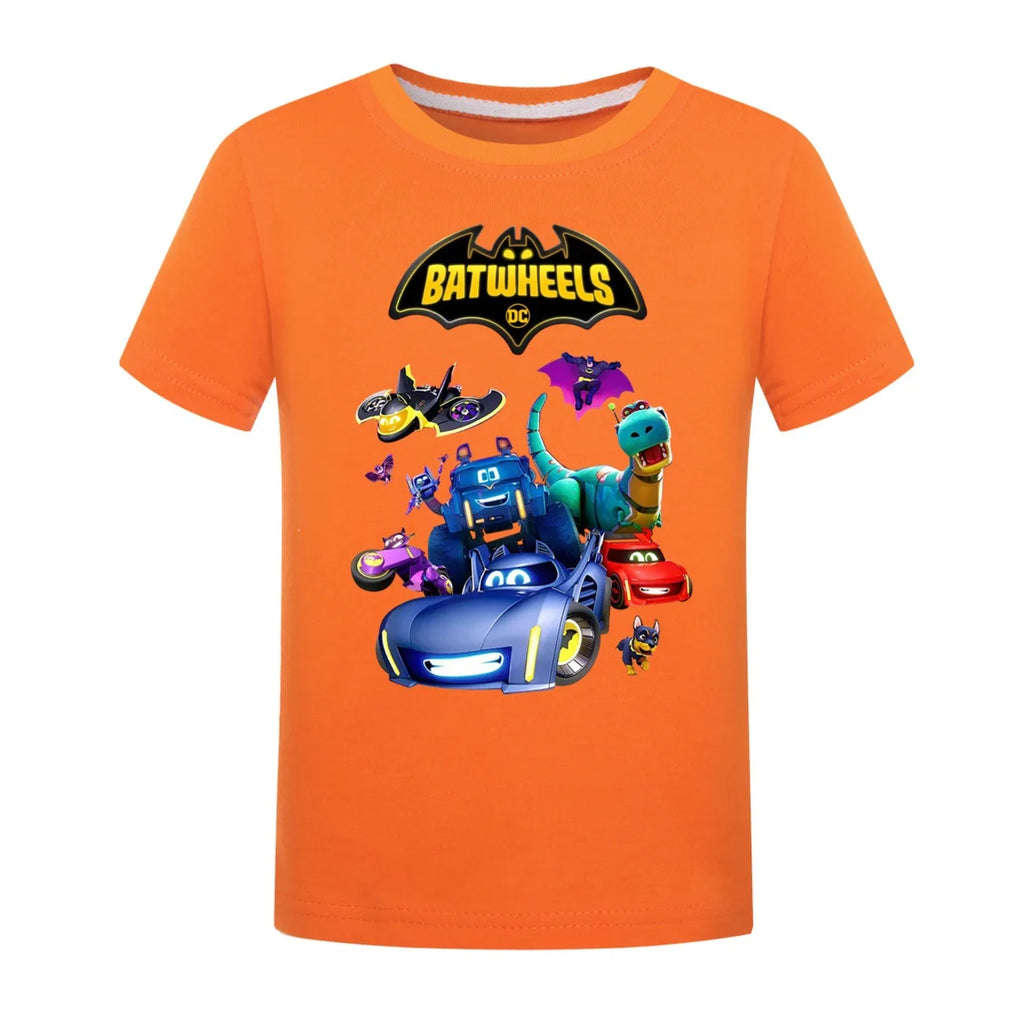 Engraçado batwheels manga curta crianças roupas camisetas verão crianças topos dos desenhos animados camisetas casuais de algodão meninos meninas clothes3057