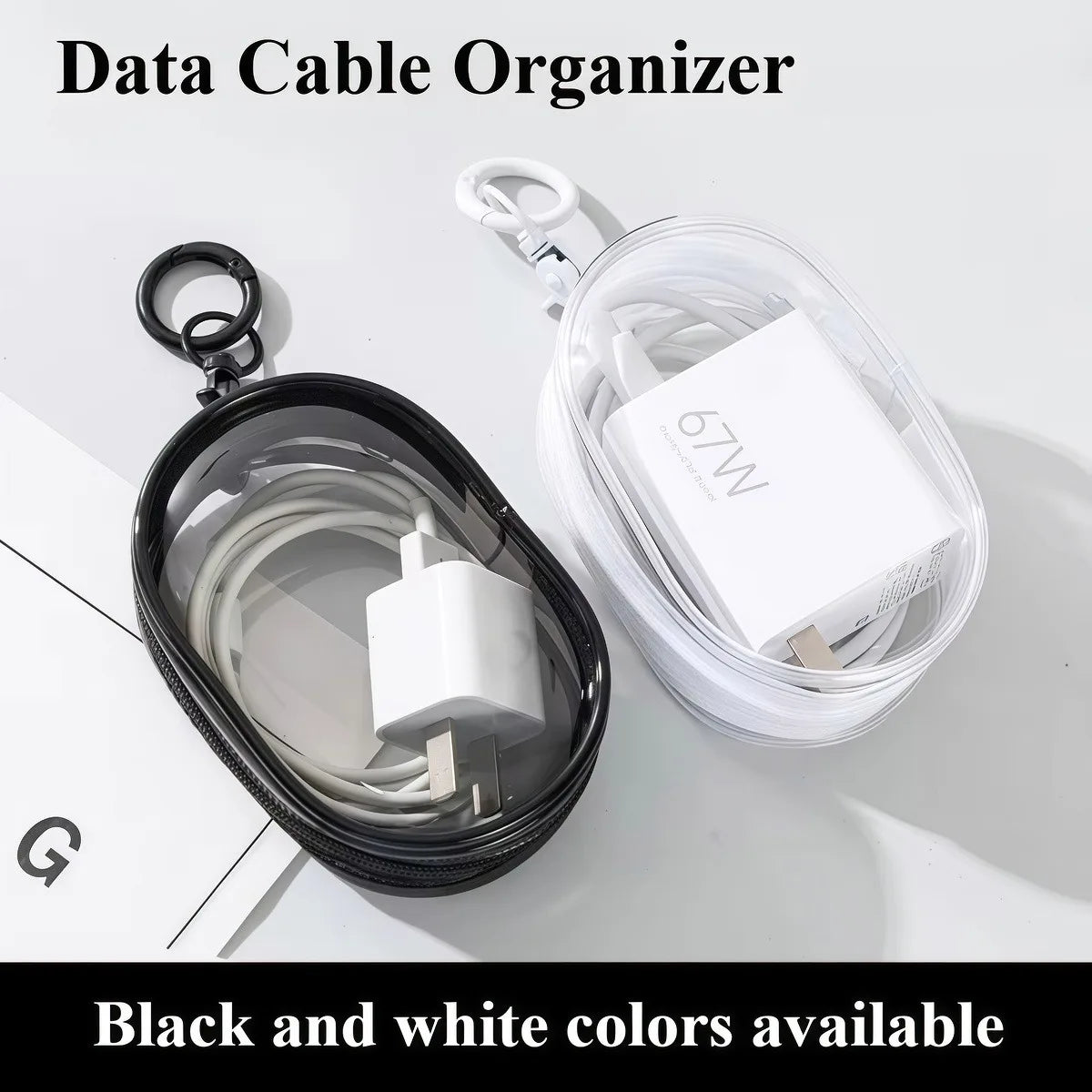Mini saco de armazenamento com zíper transparente, chaveiro portátil, boneca de desenho animado, organizador de brinquedos para fones de ouvido, carregadores, cabo de dados, sacos de presente