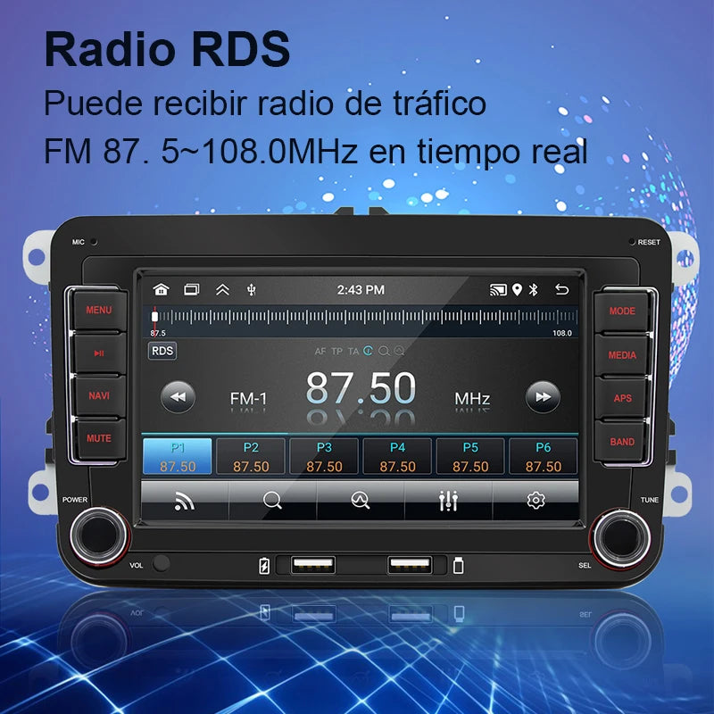 Rádio multimídia para carro com GPS Android player Universal, Carplay, Wifi, para Volkswagen Golf 5, 6, Polo, Passat B6, B7, CC, Skoda