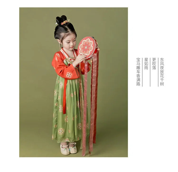 Traje de festa de verão vestidos da menina do vintage crianças roupas vestido casual bebê chinês hanfu cosplay crianças princesa meninas vestido