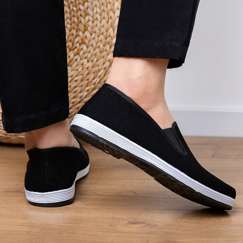 Clássico masculino algodão pano sapatos tradicional chinês tai-chi tênis de treinamento de arte marcial respirável wearable calçado esportivo