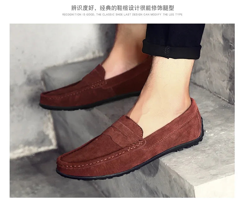 Couro do plutônio camurça de vaca sapatos masculinos marca luxo casual formal mocassins calçados preto masculino sapatos de condução hombres
