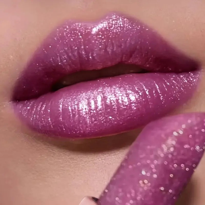 Batom perolado brilhante, maquiagem labial hidratante à prova d'água de longa duração, cor labial brilhante sexy e sem desbotamento