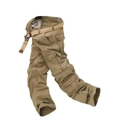 Moda algodão calças de carga dos homens soltos calças casuais jogging calças de carga dos homens sólidos multi bolsos calças respiráveis plus size