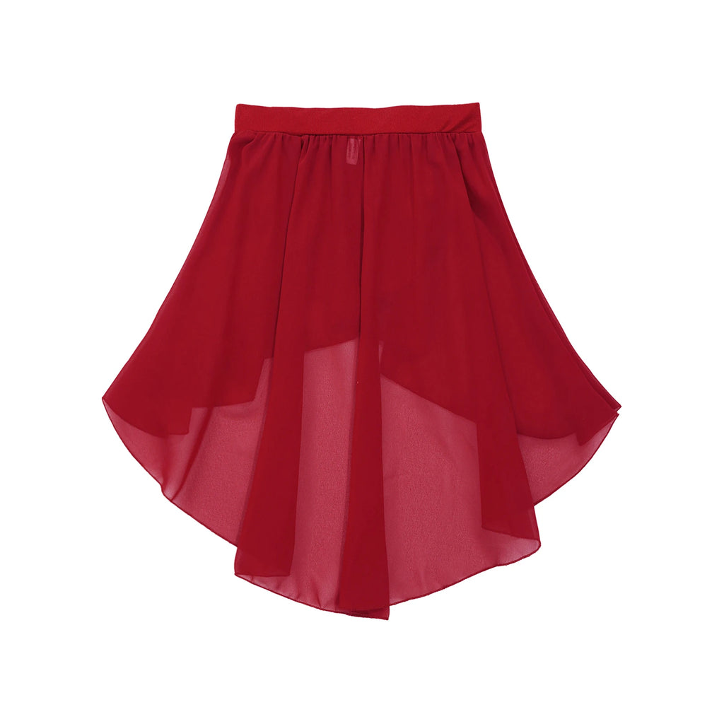 Crianças meninas cintura elástica oi-baixo chiffon saia moderna dança lírica jazz latino cha-cha ballet patinação desempenho roupas