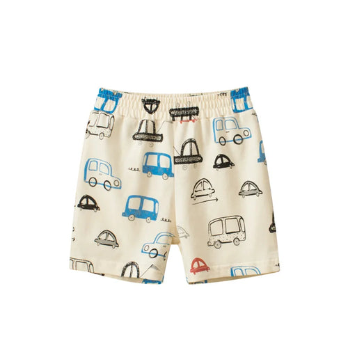 2023 Verão Crianças Dinossauro Carro Shorts Dos Desenhos Animados para o Menino 100% Algodão Puro Crianças Meninas Esportes Casual Meia Calças para Idades 1-9 Crianças