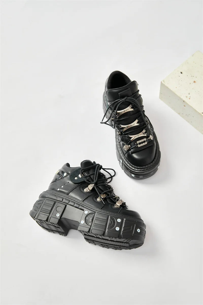 2025 nova plataforma escura feminina heavy metal personalidade goth tênis botas punk 8cm