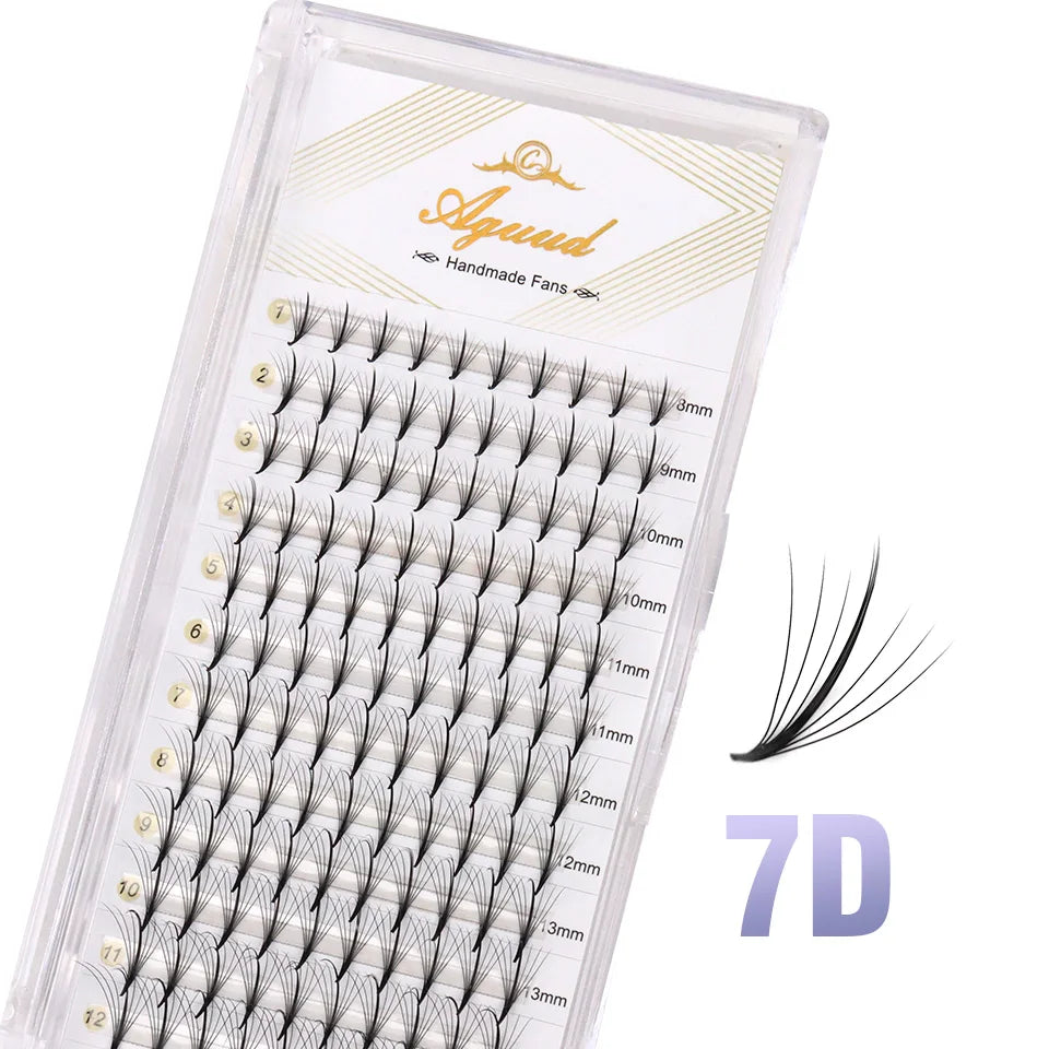 Aguud 3d/5d/7d/9d fino pré-fabricado fãs lash extensão pontiaguda base promade pico fãs cluster cílios volume russo lash extensão
