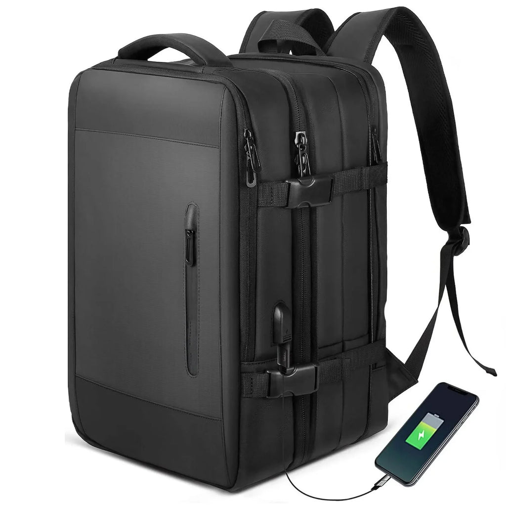 Mochila de viagem expansível de grande capacidade, bolsa de ombro dupla para viagens de negócios, montanhismo e transporte de computador