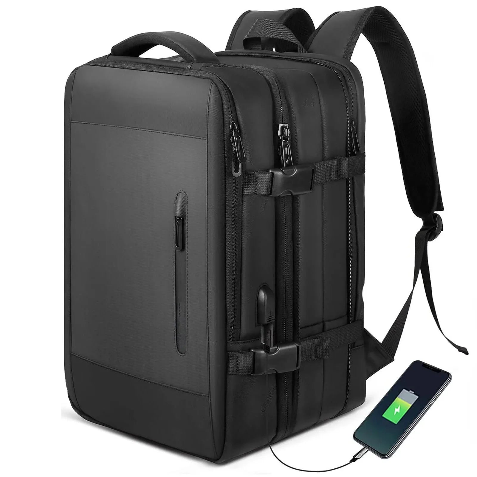 Mochila de viagem expansível de grande capacidade, bolsa de ombro dupla para viagens de negócios, montanhismo e transporte de computador