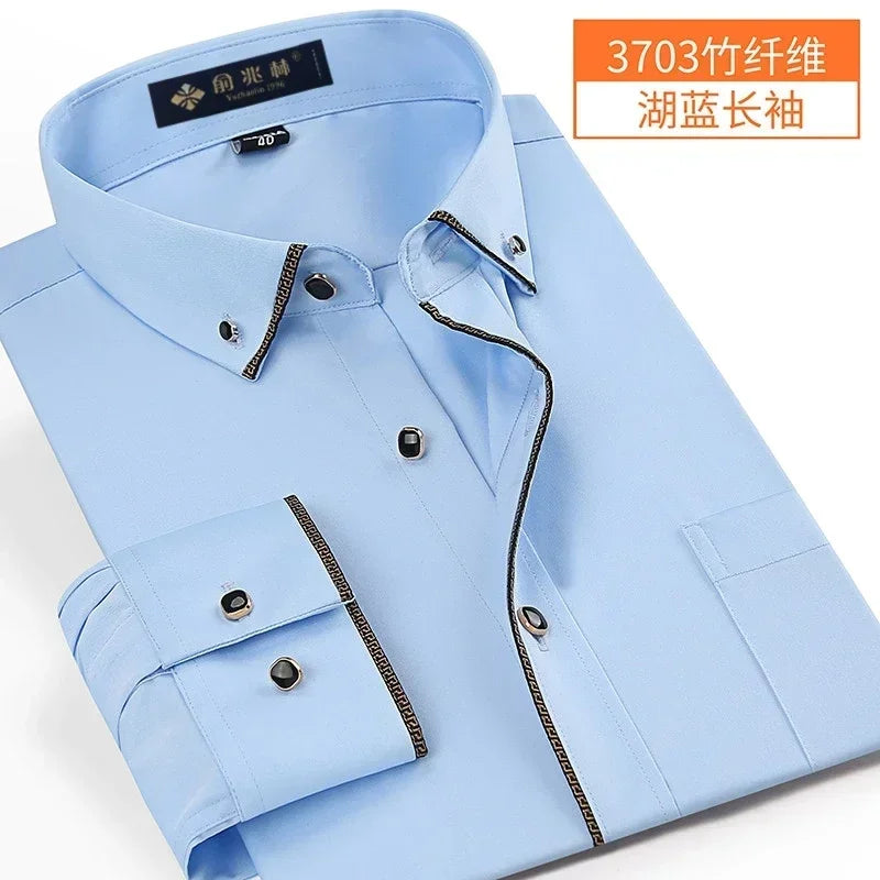Nova chegada primavera comercial fácil cuidado camisa masculina oversize manga longa moda formal de alta qualidade plus size M-7XL8XL9XL