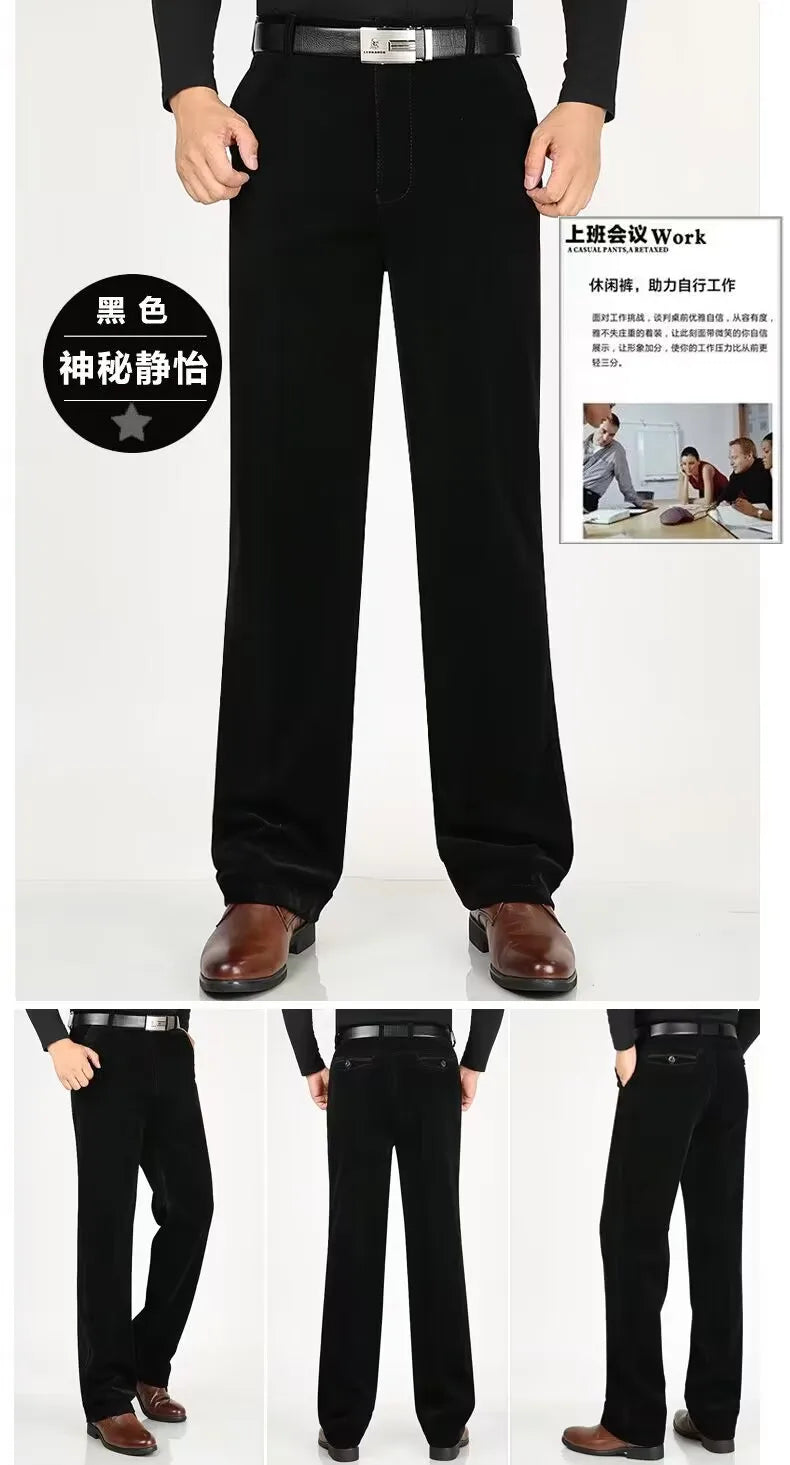 Calças de veludo soltas corredores homens de meia idade pai instalado no outono e inverno 2023 calças casuais masculinas para homem streetwear