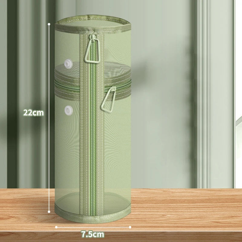 {Summer2} 【Summer2】Bolsa de armazenamento para pincéis de maquiagem, de malha, de dupla utilização, portátil, simples, de grande capacidade, suporte para pincéis