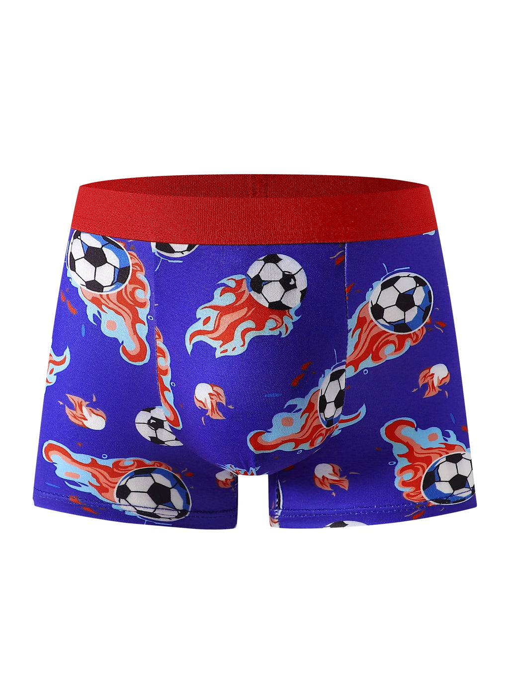 Conjunto Misto de 5 Peças de Cuecas Infantis com Estampa de Futebol, Macio e Confortável, Adequado para Alunos do Ensino Fundamental, Uso Casual em Casa e Esportes, para Crianças de 4 a 8 Anos