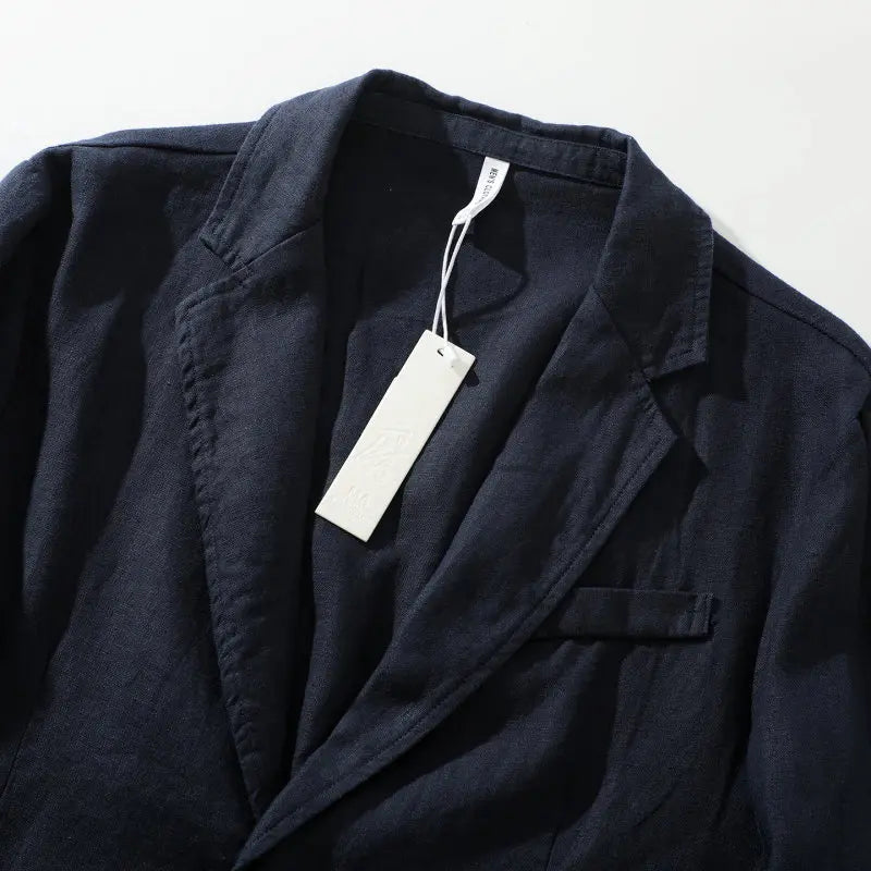 Blazer de Linho Puro - Blazer Masculino Elegante para Eventos ao Ar Livre, Casual, de Alta Qualidade, Tendência para Negócios, Casamentos, Estilo Fino de Cor Pura para Cavalheiros