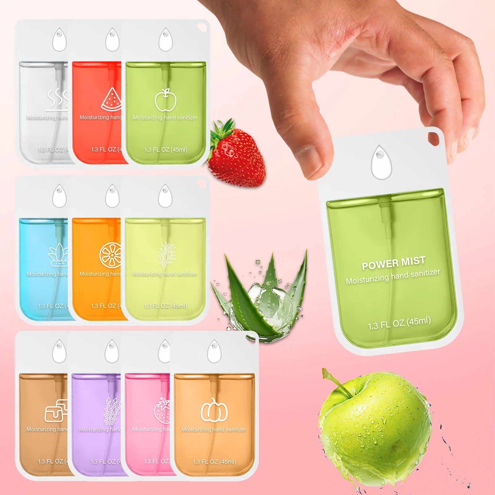 Spray Poderoso Portátil Seguro e Confiável para Limpeza das Mãos Spray Hidratante para Lavagem das Mãos Spray Desinfetante Nutritivo 45/38ml