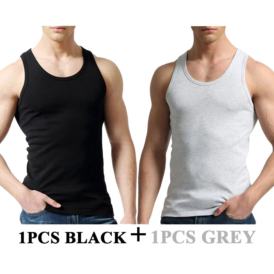 Regatas masculinas 100% algodão sólido colete masculino respirável sem mangas topos fino casual ginásio correndo confortável camiseta presente dos homens