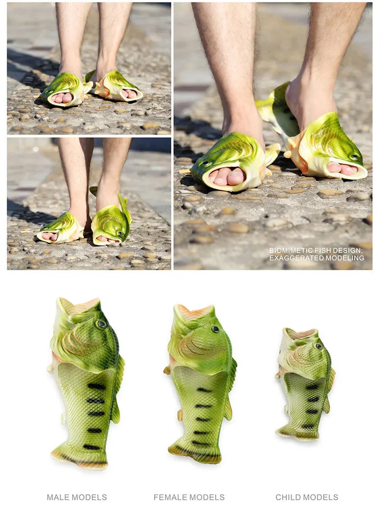 Chinelos de peixe elegantes para mulheres 2024 novo design exclusivo família sapatos de praia senhoras confortáveis e legais flip flips