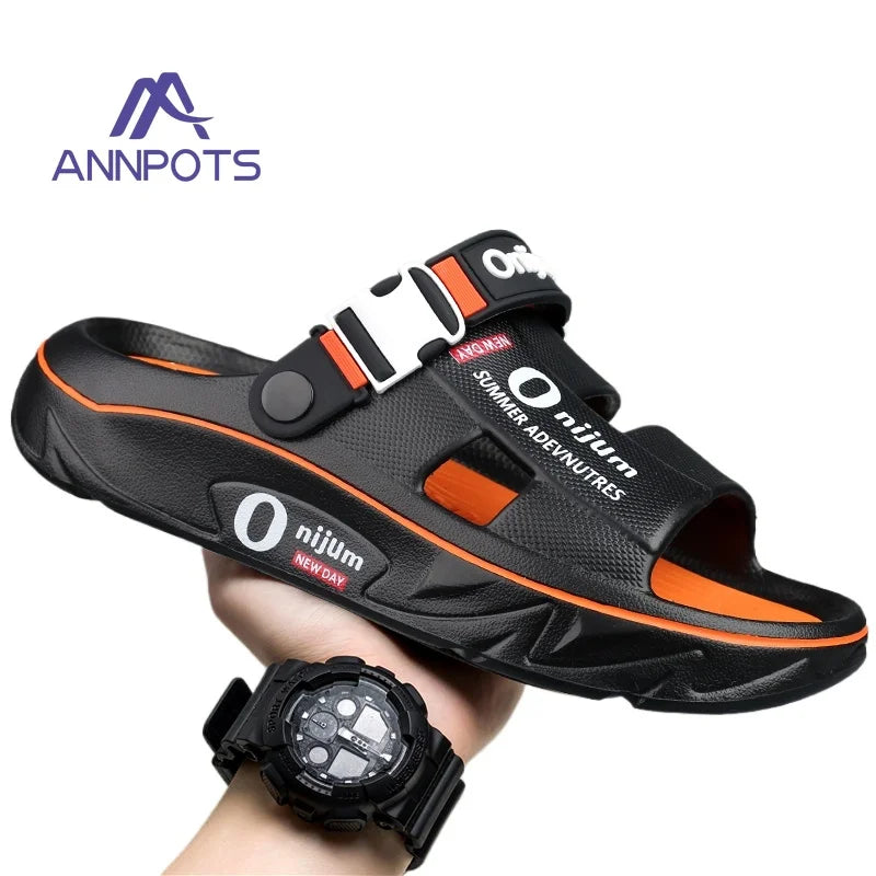 Chinelos de praia masculinos sandálias ao ar livre verão confortável sandálias de praia grosso macio tamancos masculino casual água sapatos de jardim