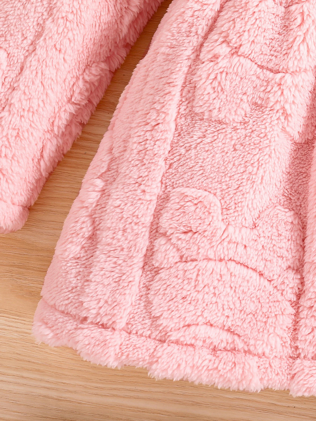Meninas primavera e outono moda infantil casa casual quente veludo rosa casaco com capuz 4-8y1