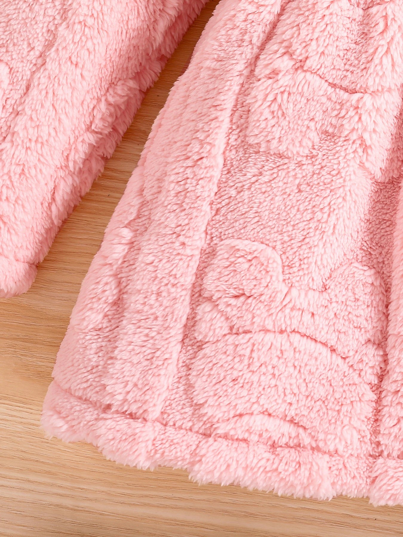 Meninas primavera e outono moda infantil casa casual quente veludo rosa casaco com capuz 4-8y1