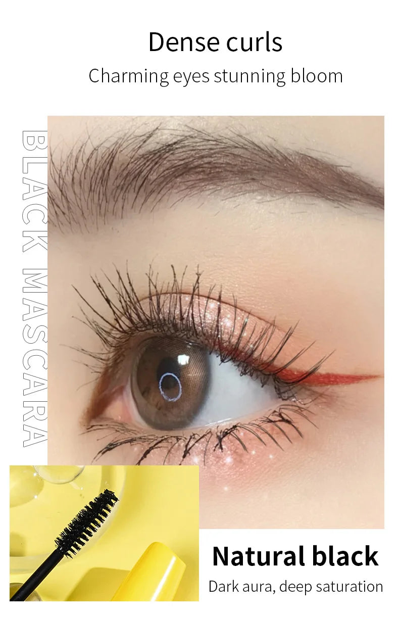 SHEDOES Rímel amarelo à prova d'água, alongamento, ondulação, volumizador, natural, de longa duração, à prova de manchas, cosméticos de maquiagem para os olhos