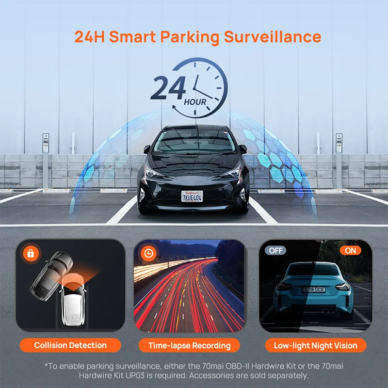 Novo 70mai Dash Cam M310 Plus 3K 1620P WDR Controle de Voz 139 ° Monitor de estacionamento do gravador do carro FOV DVR 70mai M310 Plus 3K