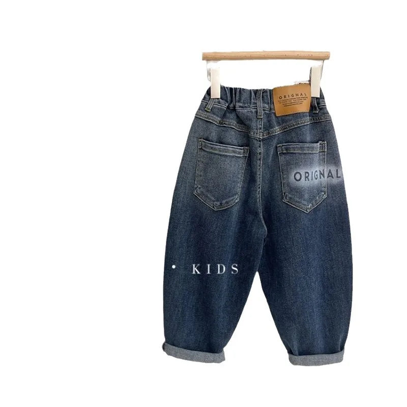 Calça jeans gradiente para meninos, moda estrangeira, moda infantil, estilo casual, primavera e outono, novo, 2 anos, 3 anos, 4 anos, 5 anos, 6 anos, 7 anos, 8 anos