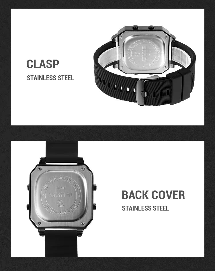 Skmei 2time led luz entusiasta jovem à prova dwaterproof água digital esporte relógios masculino data alarme nova moda relógio de pulso reloj hombre
