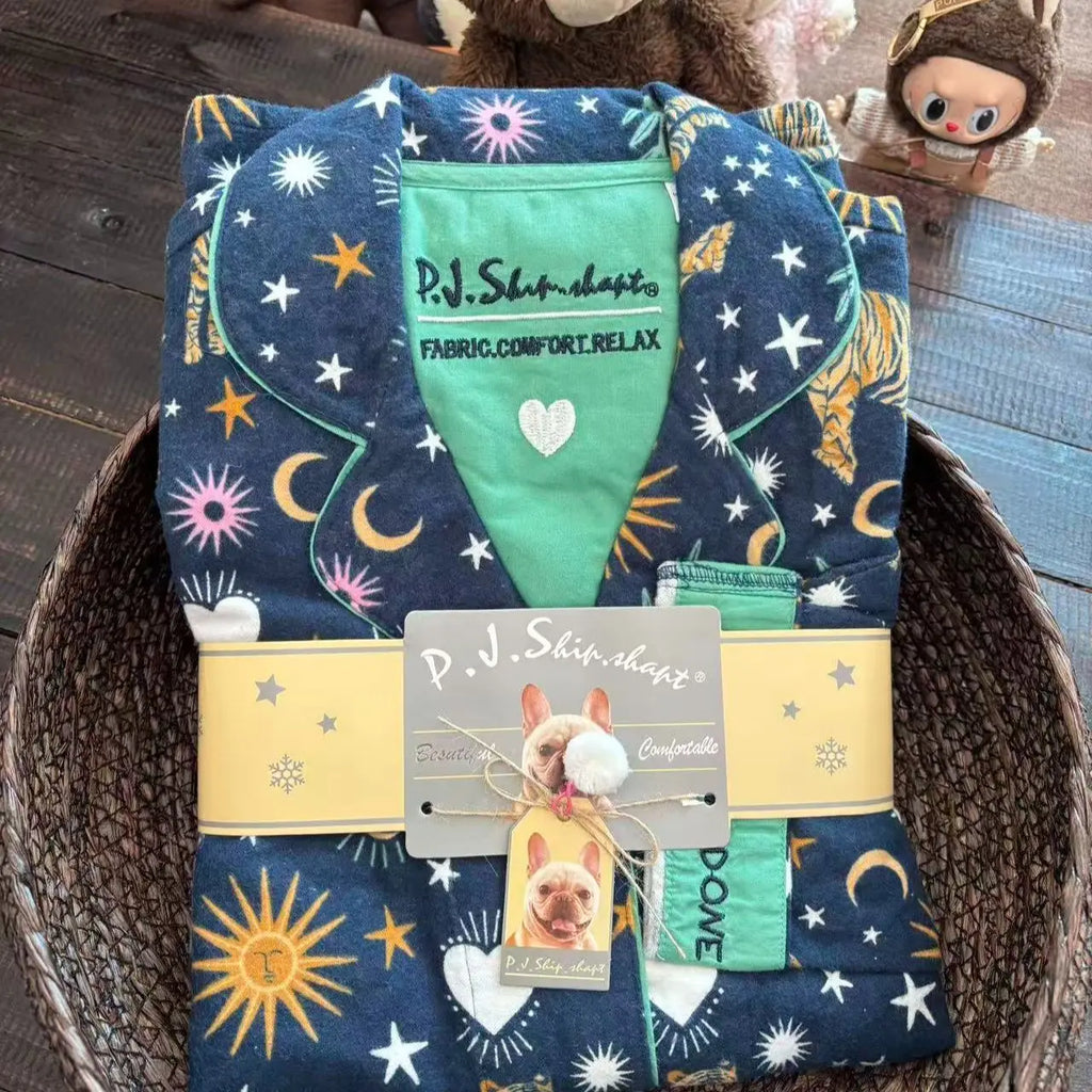 Pijama de algodão macio conjunto de pijamas femininos bonito dos desenhos animados pijamas impressão pijamas elegantes calças superiores 2 pçs femme nightwear loungewear