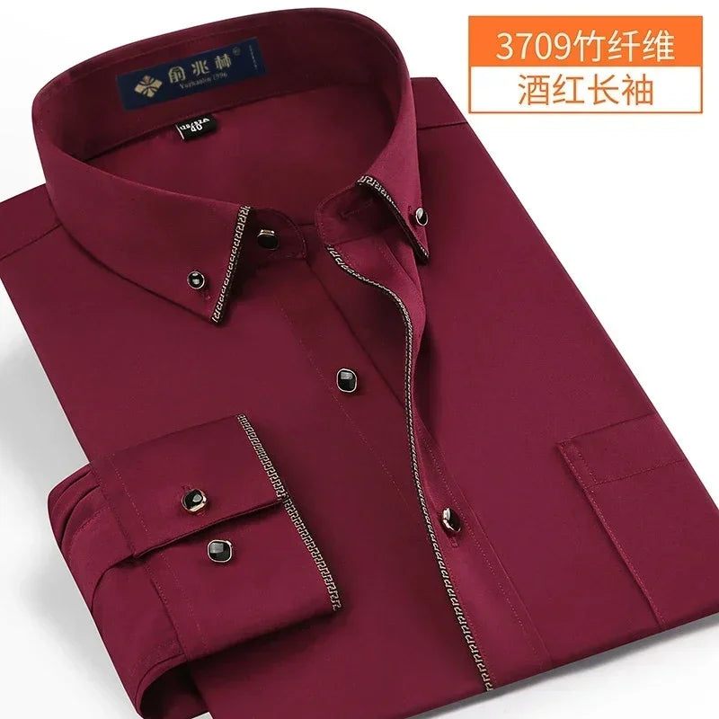 Nova chegada primavera comercial fácil cuidado camisa masculina oversize manga longa moda formal de alta qualidade plus size M-7XL8XL9XL