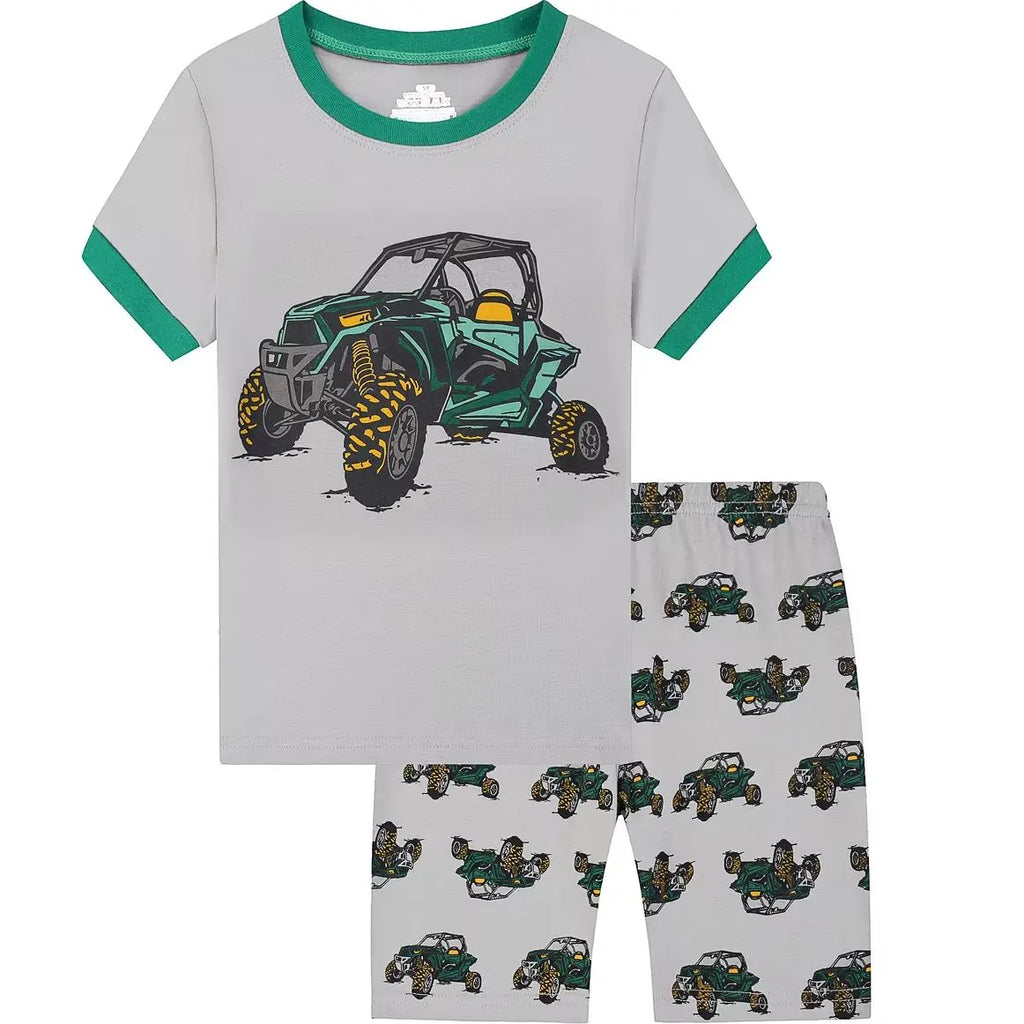 Conjuntos de pijamas para crianças, pijamas de algodão para meninos, pijamas de carro, 2 peças, 2 peças
