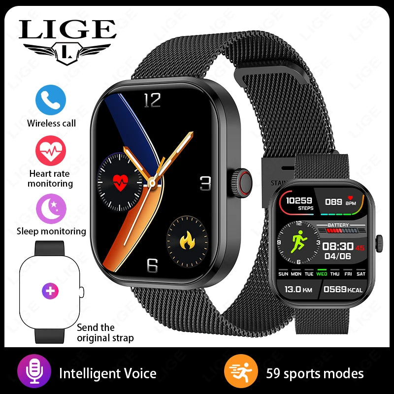 Lige 2.01 "tela hd relógio personalizado rosto relógio inteligente feminino à prova dwaterproof água esporte senhoras relógios bt chamada monitor de saúde feminino smartwatch