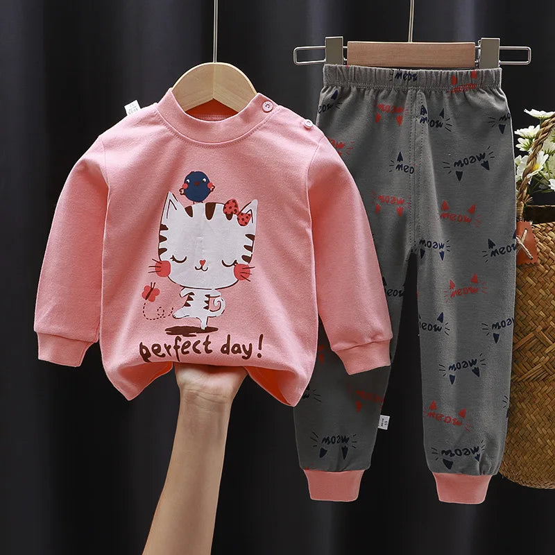 Crianças roupas conjuntos de roupas infantis meninos meninas algodão outono inverno roupas calças pijamas roupa interior
